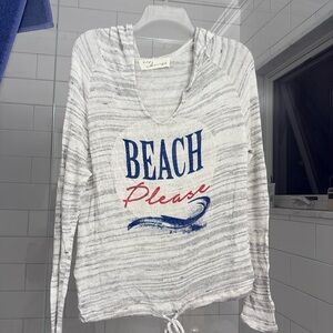 Vintage Havana White / gray Sweater hoodie “Beach PLEASE” Size Small- so not buy